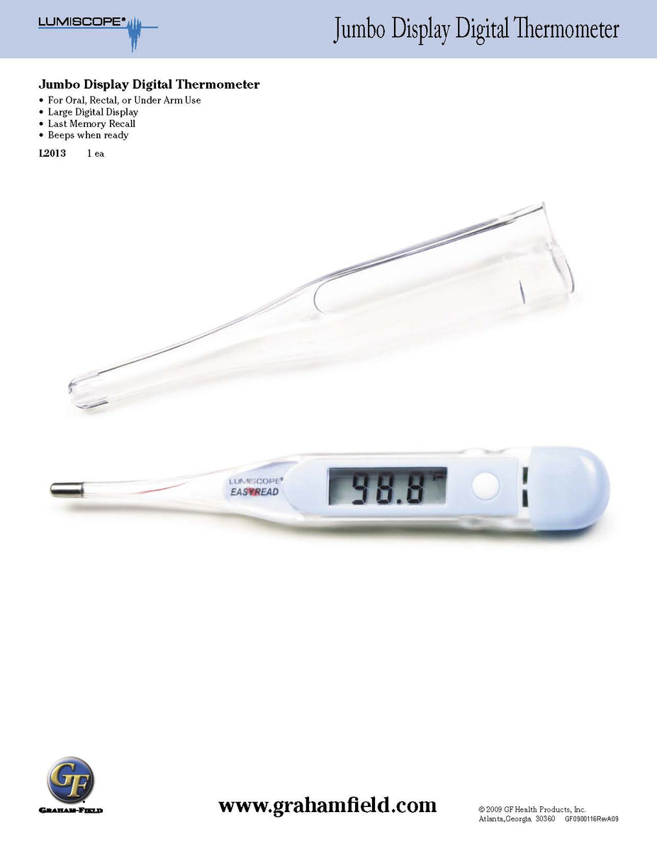 Lumiscope Jumbo Display Digital Thermometer Remedy Medical Supply